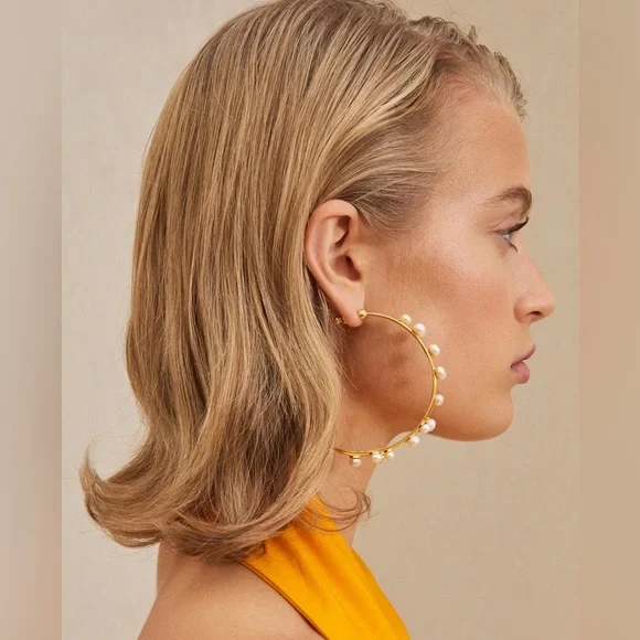 🌺🎉HP🎉🌺 NWT Cult Gaia Shanti Large Pearl Earrings - Picture 10 of 16